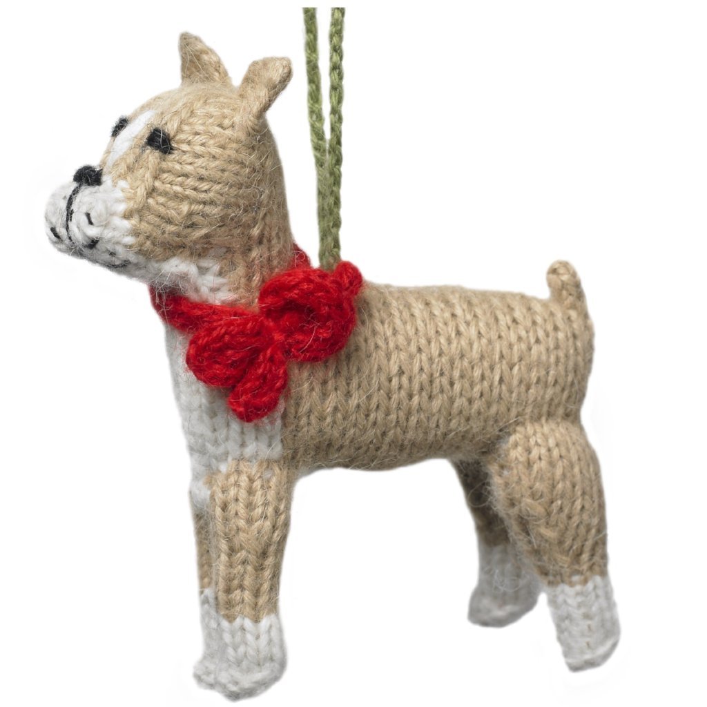 Boxer Dog Hand Knit Christmas Ornament Arcadia Home