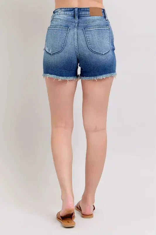 Judy Blue Jeans - Full Size V-Front Denim Shorts with Shield Pockets