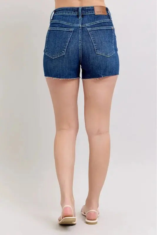 Judy Blue Jeans - Full Size High Waist Criss-Cross Waistband Denim Shorts