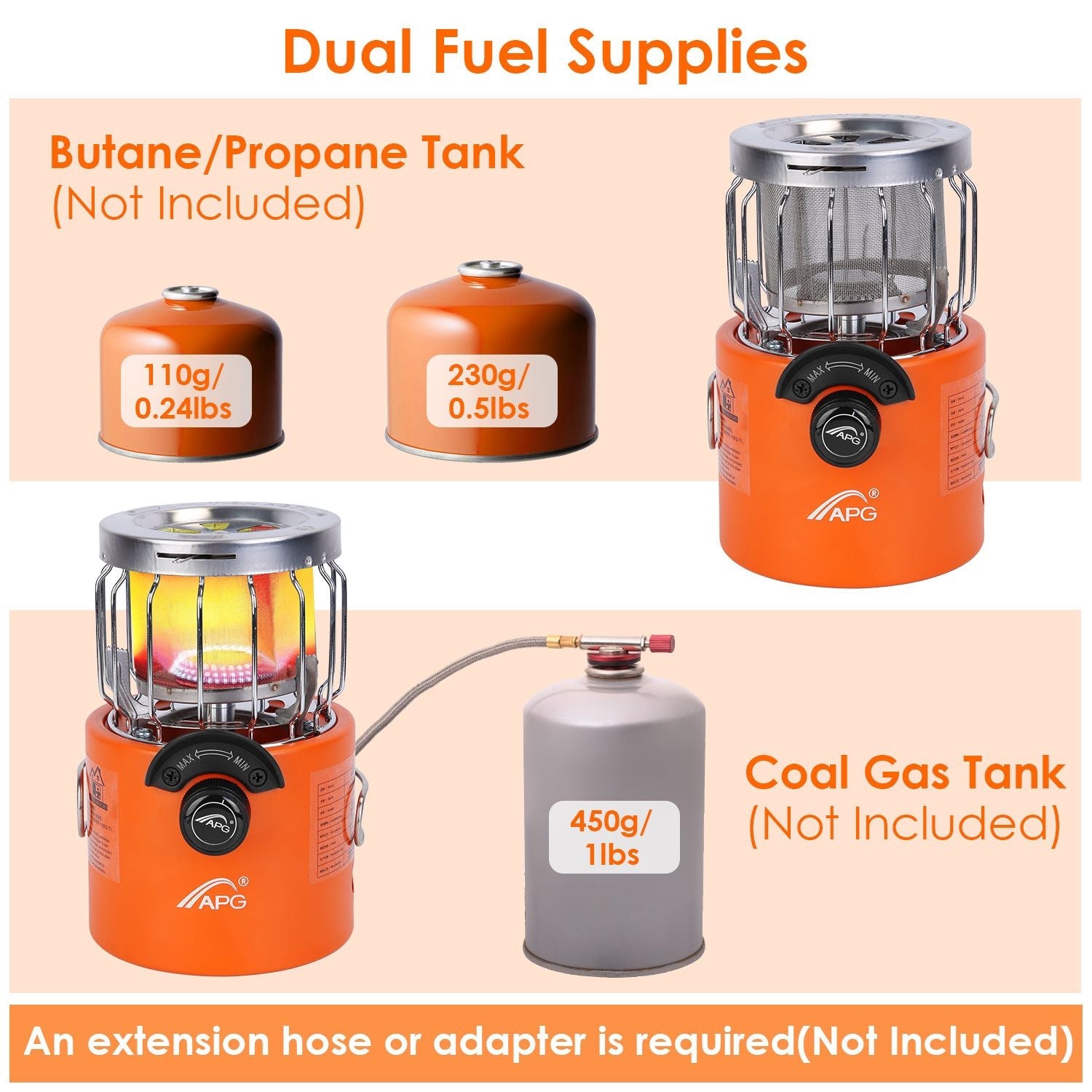 2000W 2-in-1 Gas Tent Heater and Camping Stove
