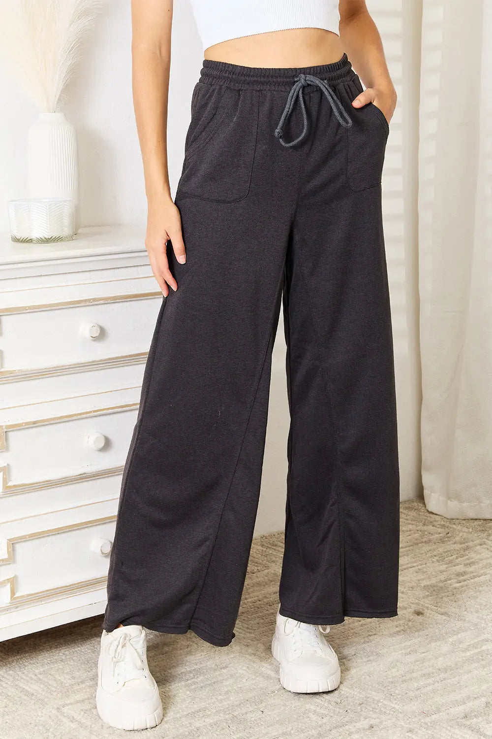 Basic Bae Drawstring Pocketed Wide Leg Lounge Pants
