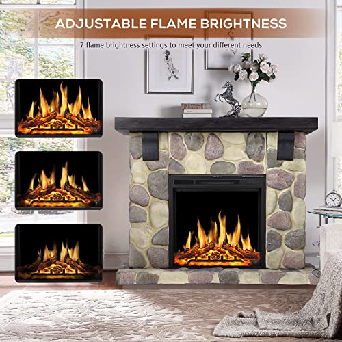 48 Inch Electric Fireplace Stone Mantel Package Y4926