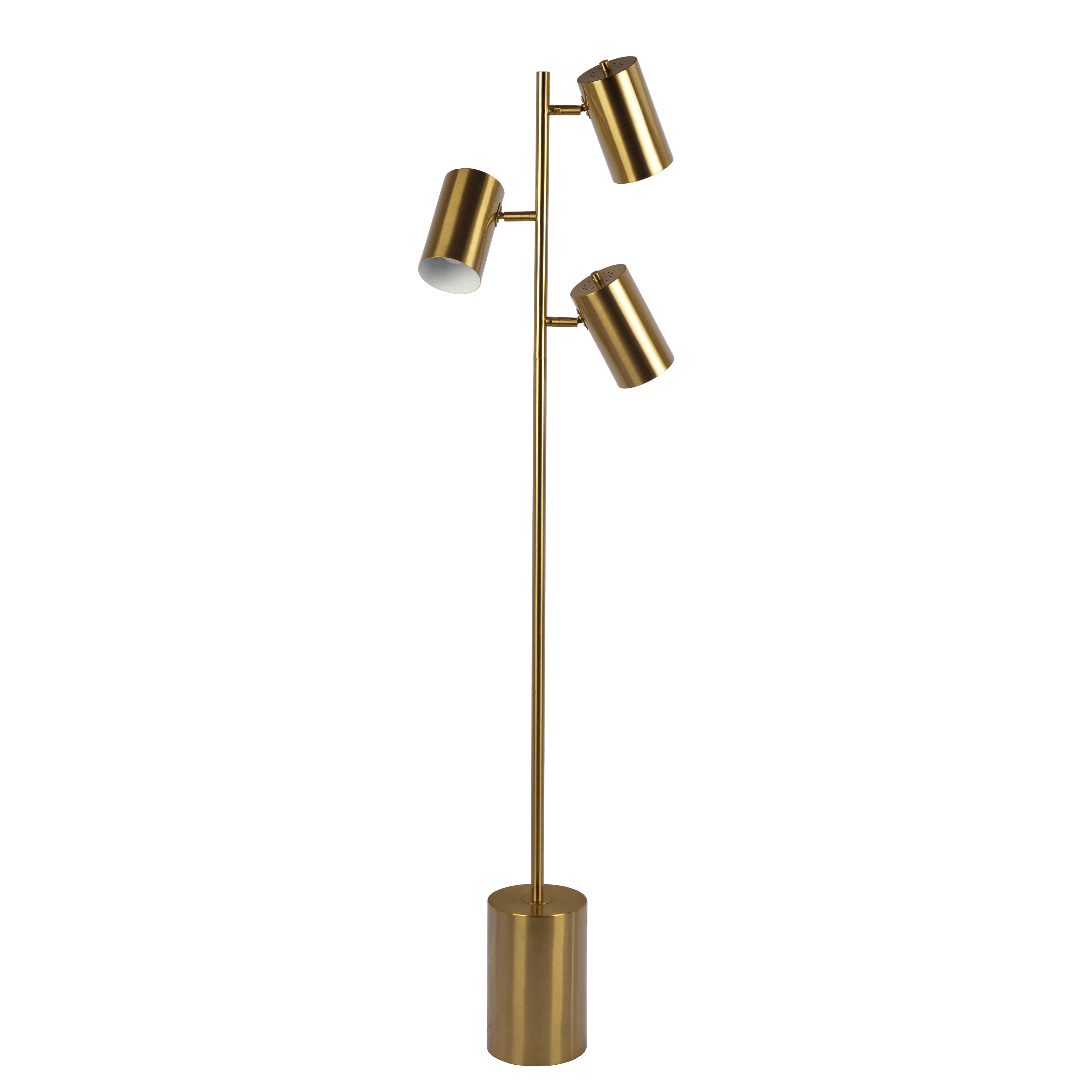 Harmony Brassed Gold Floor Lamp with Rotary Switch Triple Spots Metal