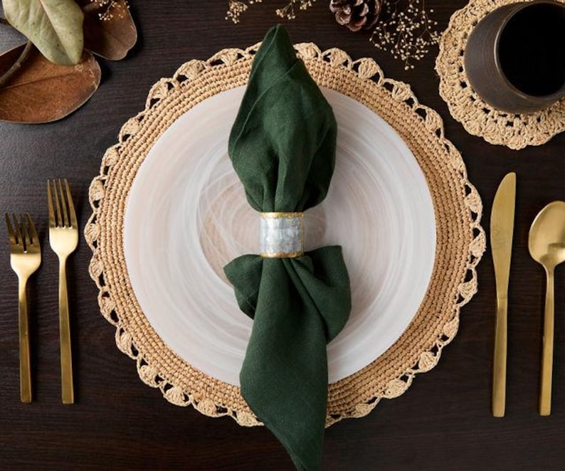 Handmade Raffia Woven Placemat – Round Table Mats for Kitchen Dining Table Top Rug Mats & Dinner Table Mates