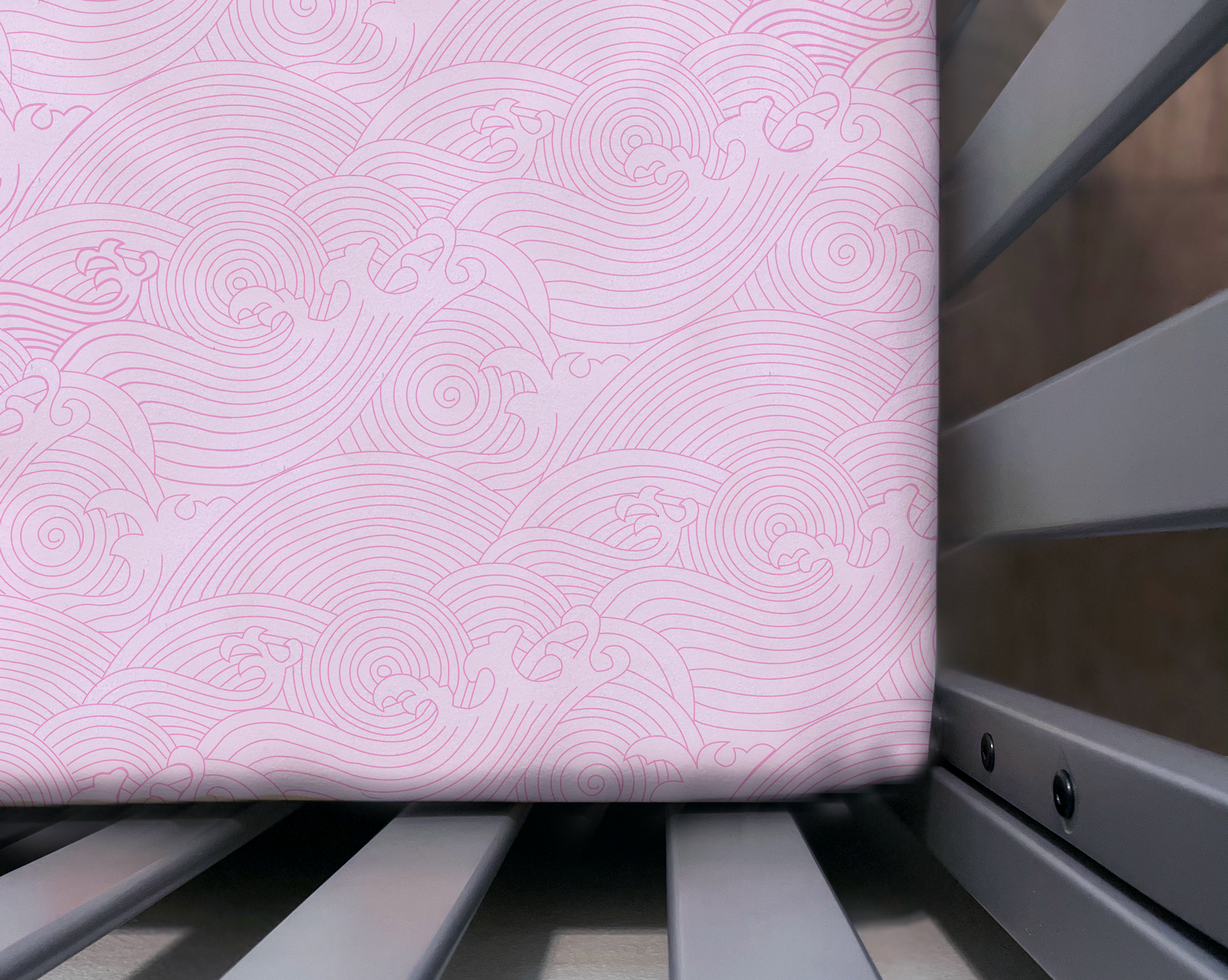 Pink Crashing Sea Waves Organic Crib Sheet