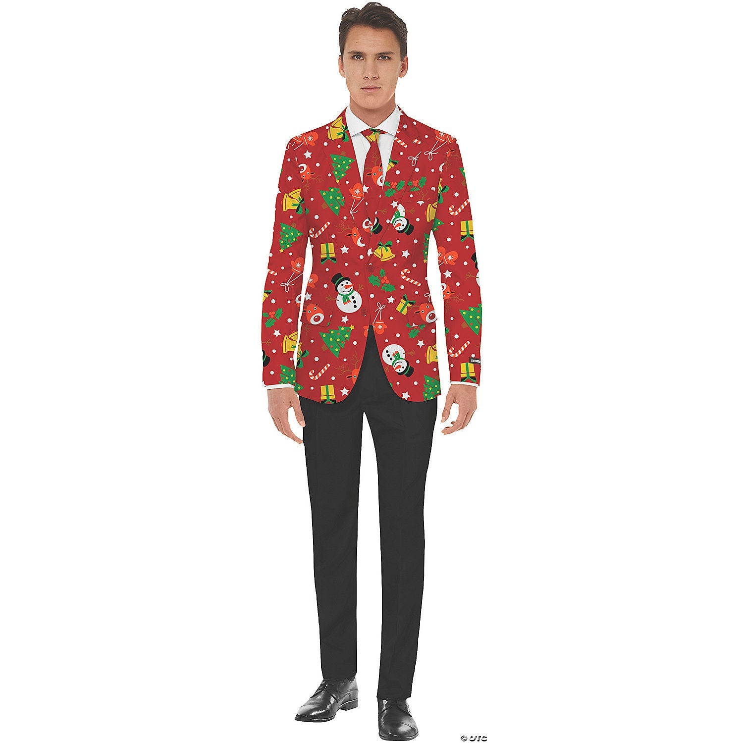 Men's Red Icon Christmas Jacket & Tie - Medium
