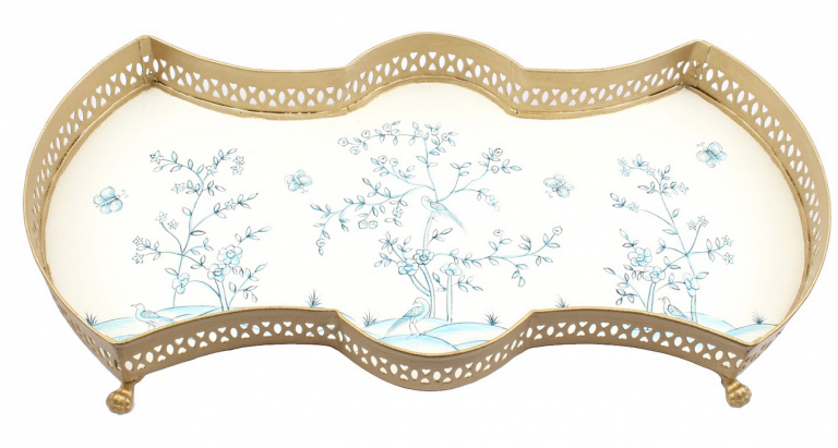 IVORY & BLUE SCALLOPED VANITY TRAY