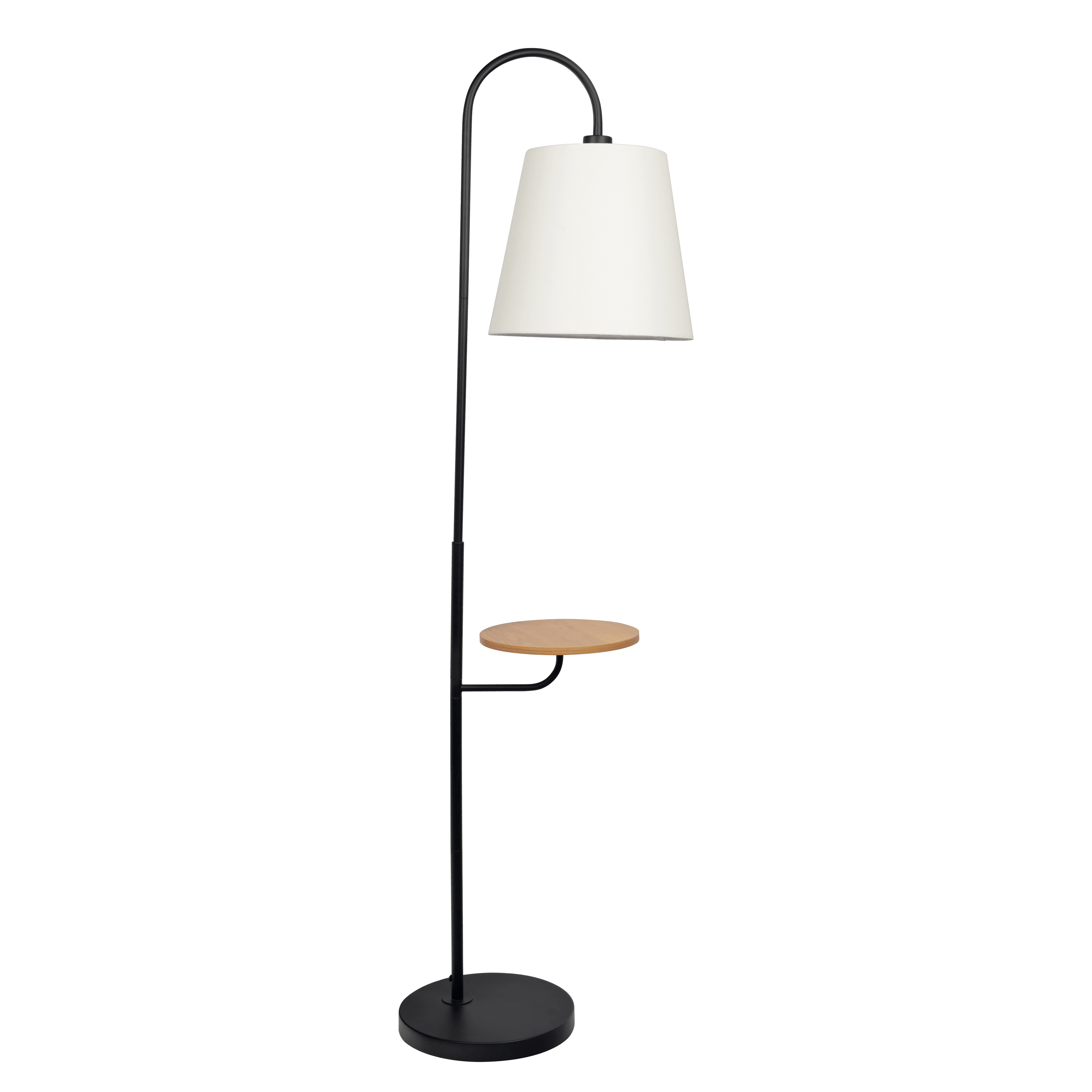 Seoul Black Floor Lamp with Rotary Switch Wood Table Metal Base – Luxu