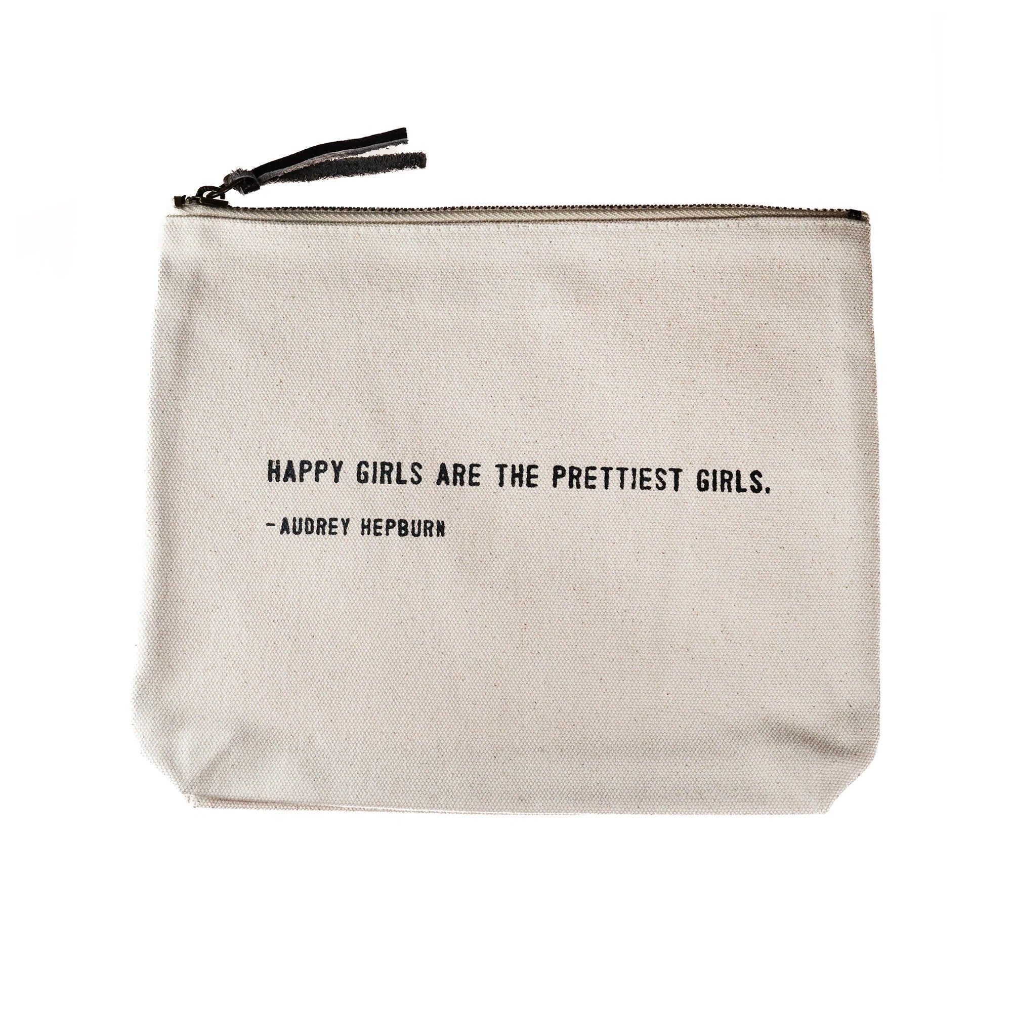 Happy Girls (Audrey Hepburn Quote) Canvas Zip Bag