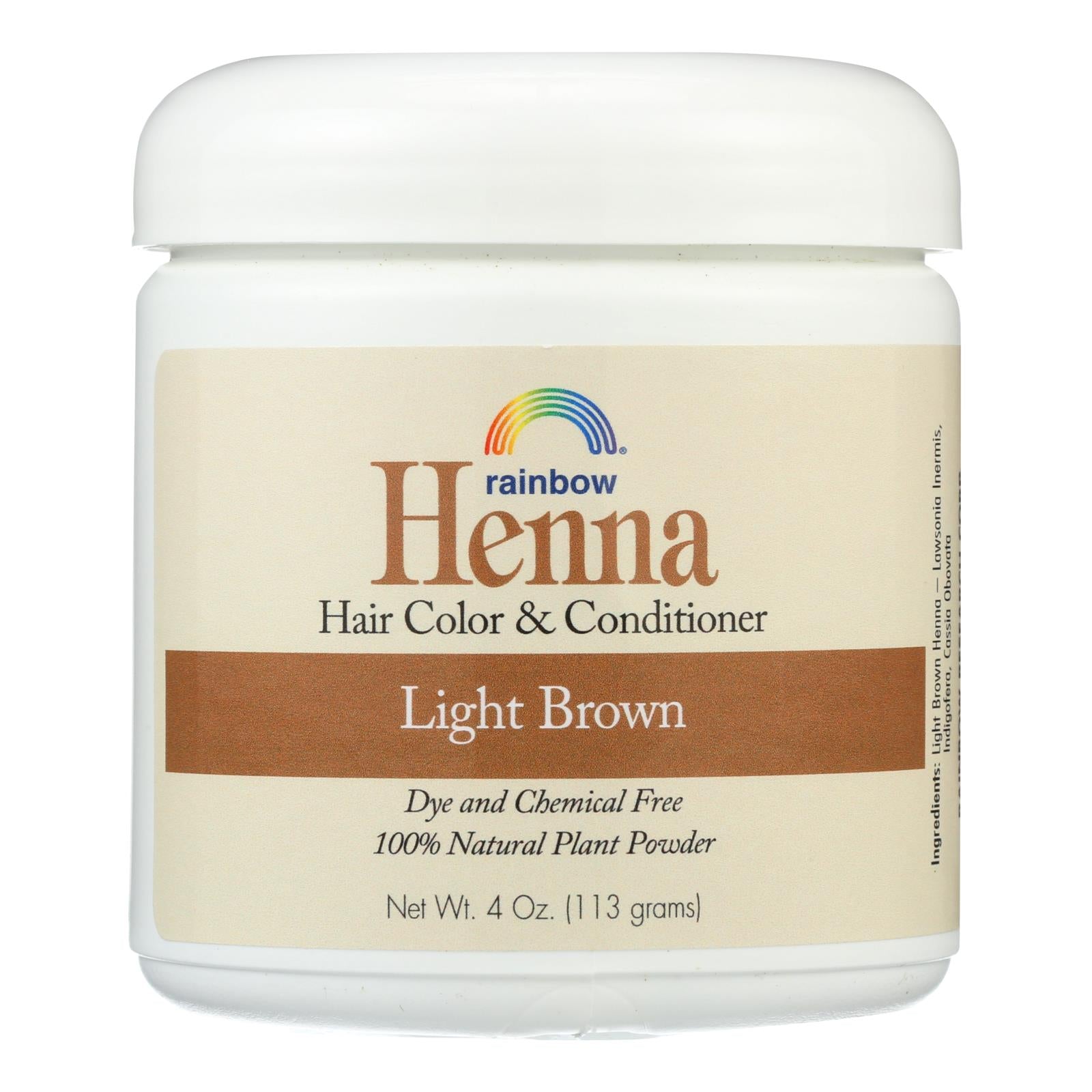 Rainbow Henna Hair Color & Conditioner, Light Brown 4 Oz
