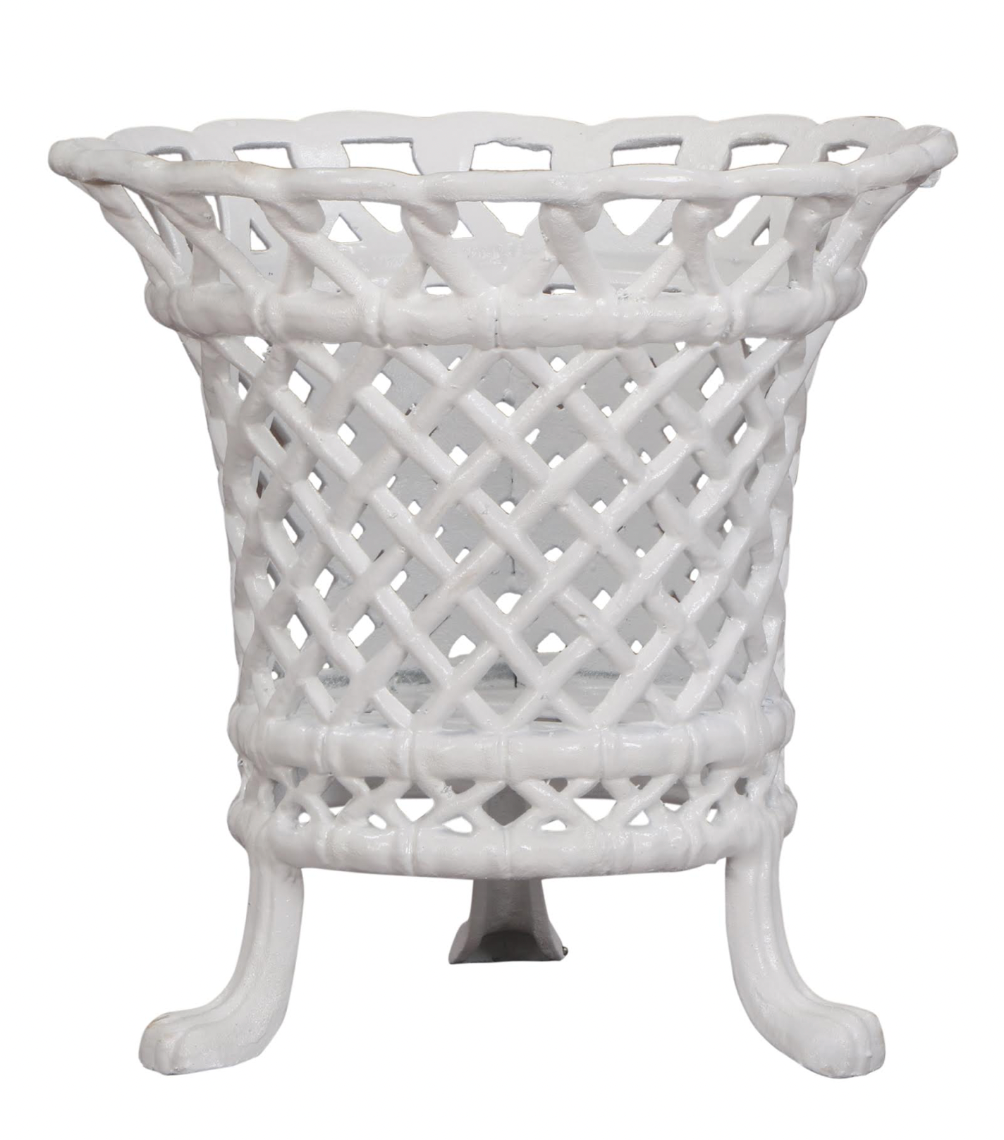 White Lattice Footed Planter