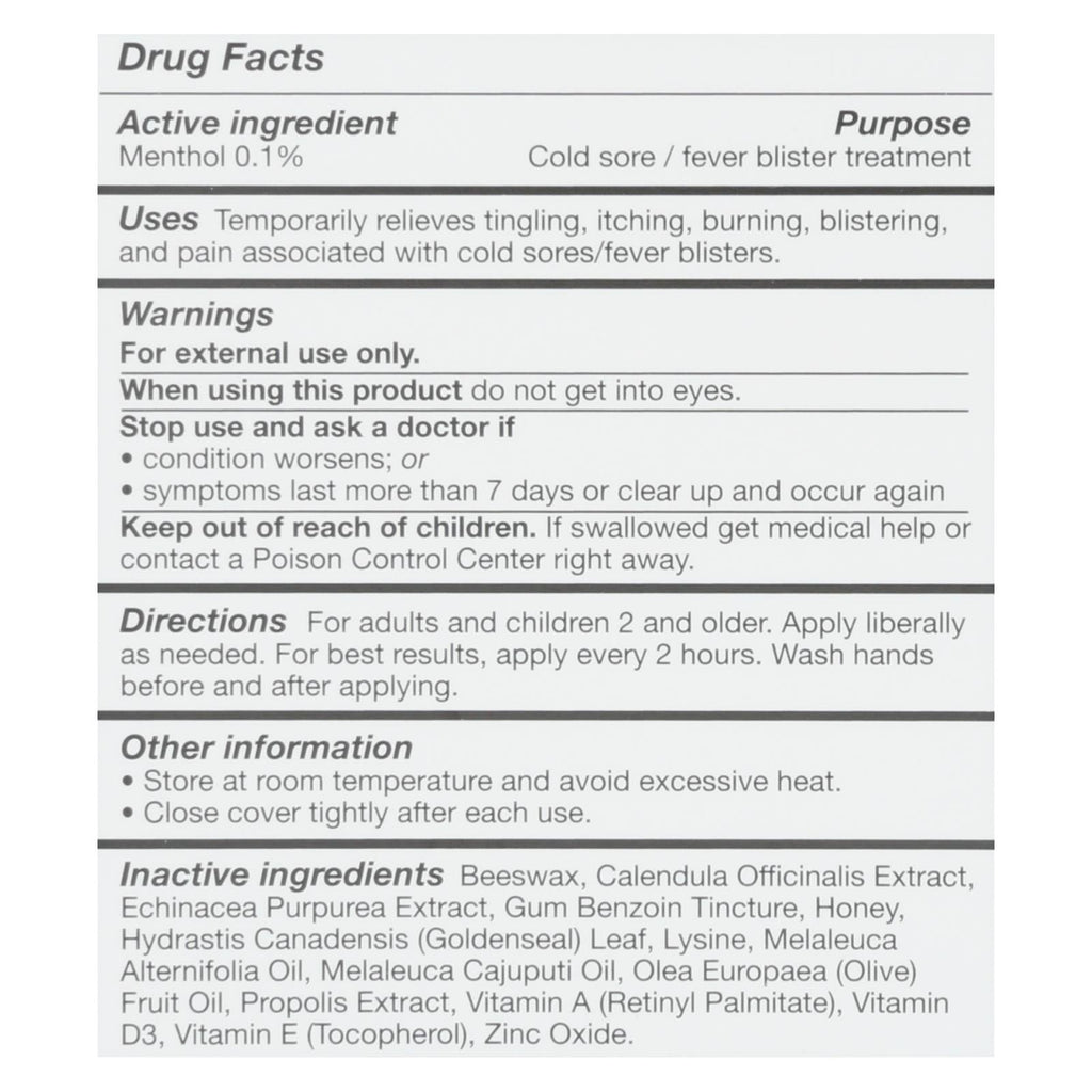 Quantum Lipclear Lysine Cold Sore Natural Ointment 0.25 Oz