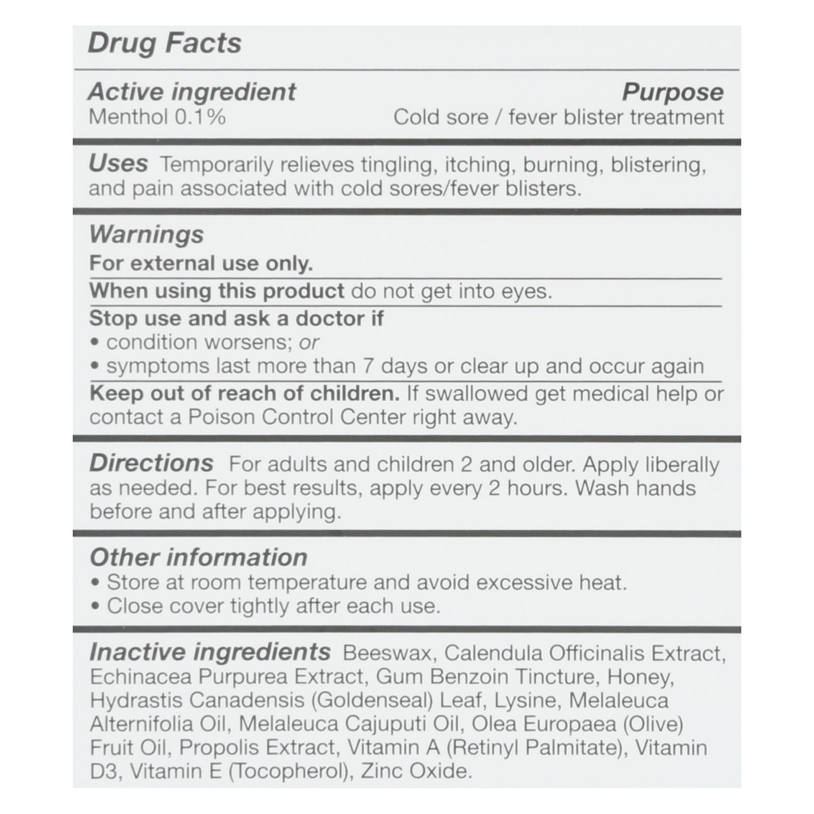 Quantum Lipclear Lysine Cold Sore Natural Ointment 0.25 Oz