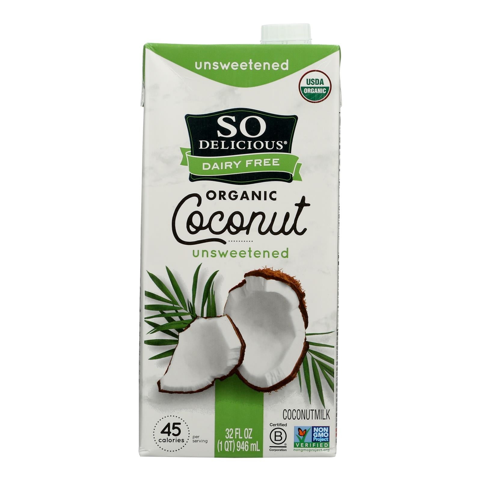So Delicious Unsweetened Coconut Milk - 32 Fl Oz, Case of 12