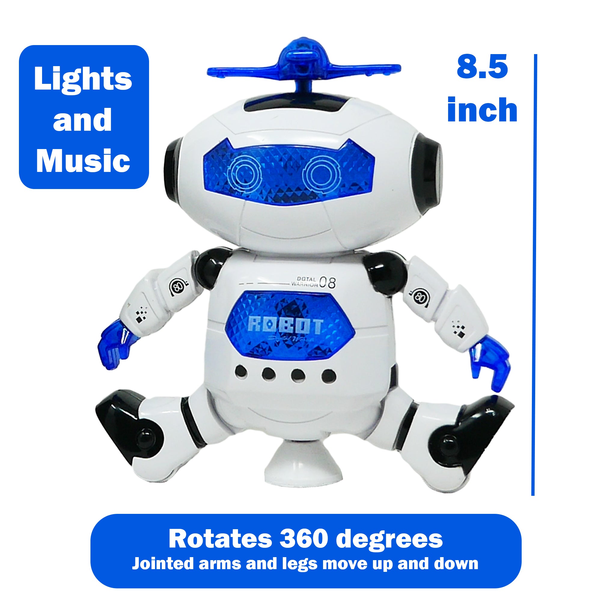 Dancing Robot Music Lights and Sound 360 Degree LED Spinning