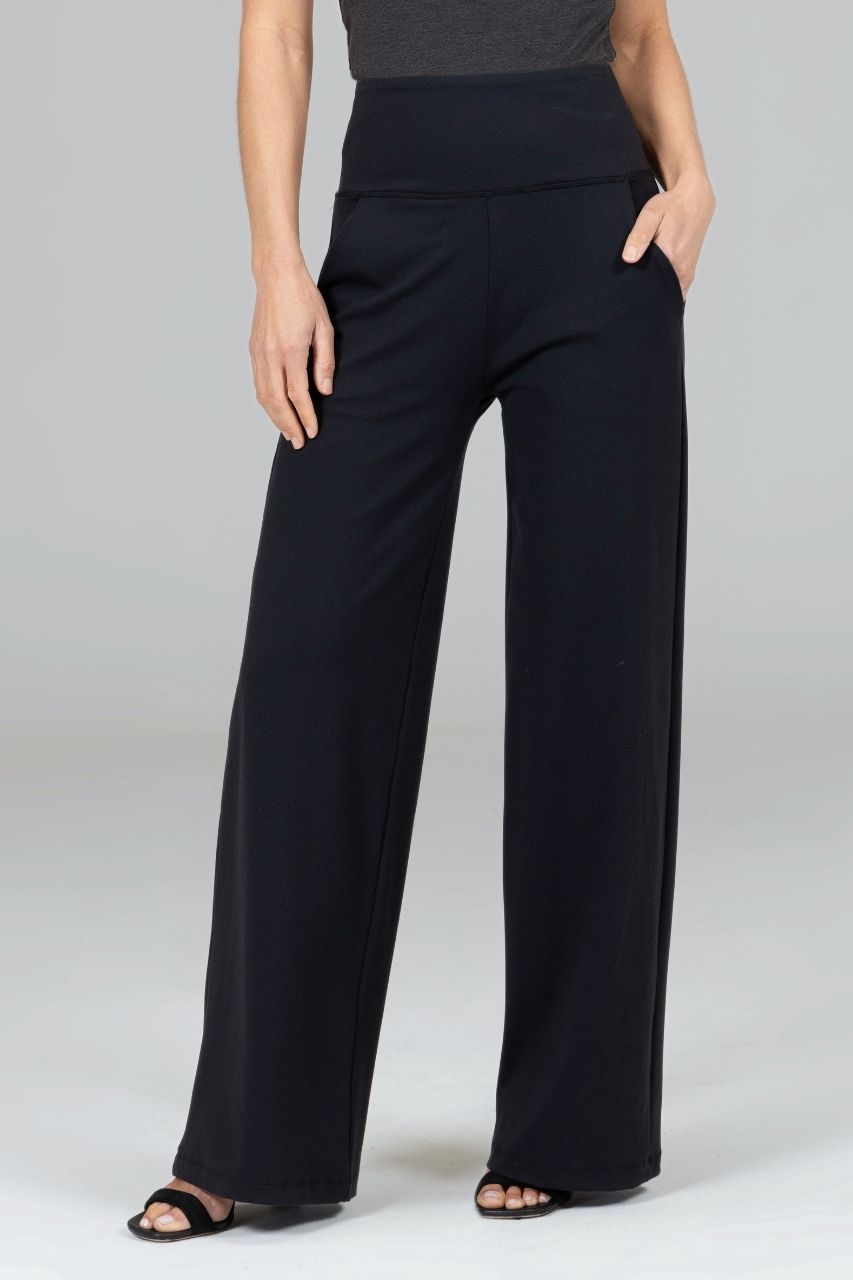 HIGH WAIST WIDE LEG PANT: BLACK