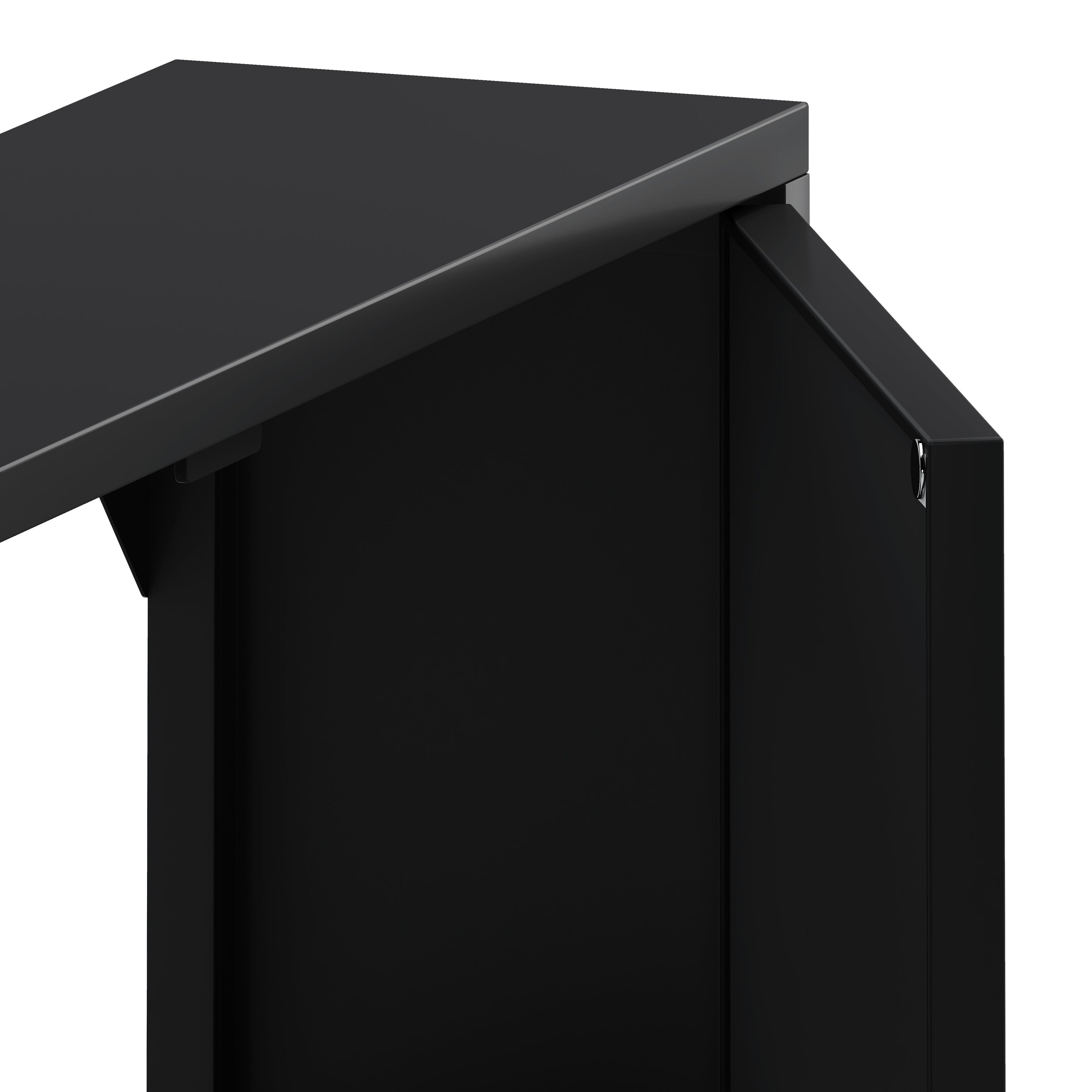 23.62 "Vintage Two Door Wall Cabinet with Mirror Three-level Entrance Storage Space Black