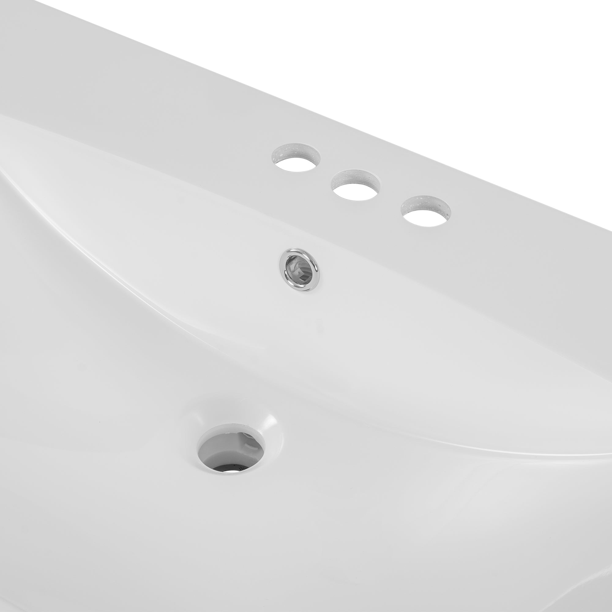 36" Single Bathroom Vanity Top with White Basin  3-Faucet Holes Ceramic  White