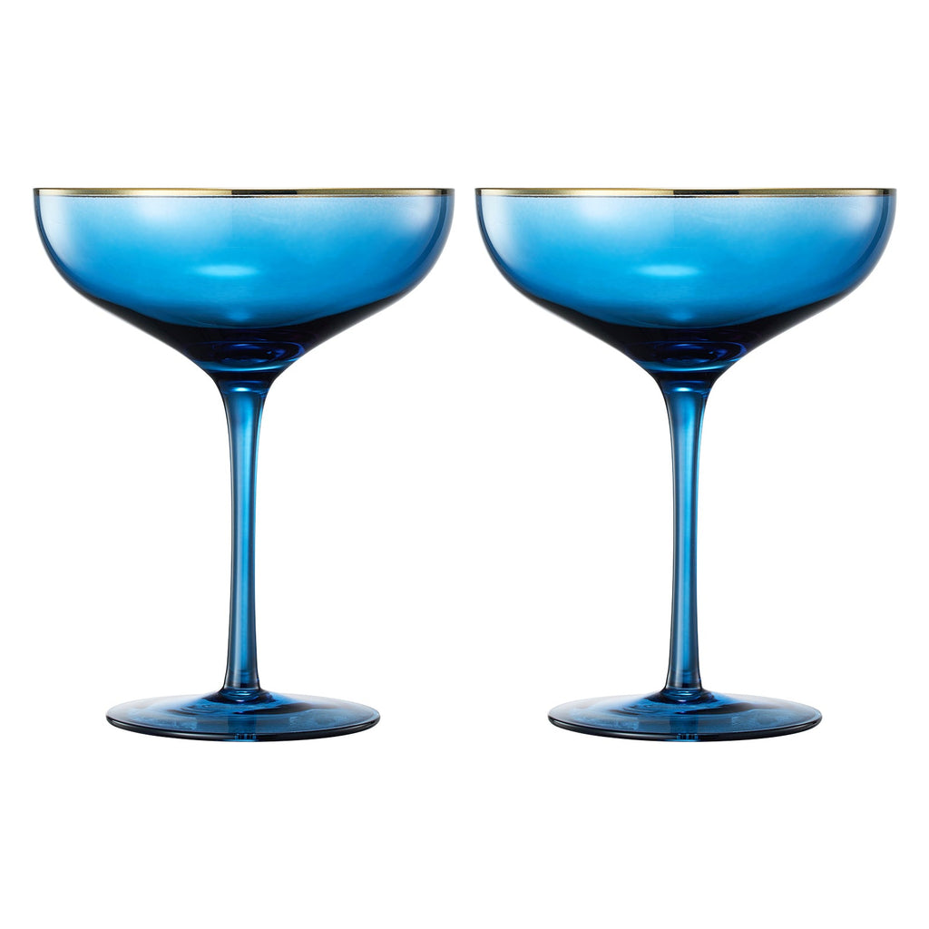 Palazzo Champagne Coupe, Cocktail Glassware, Set of 2, Blue