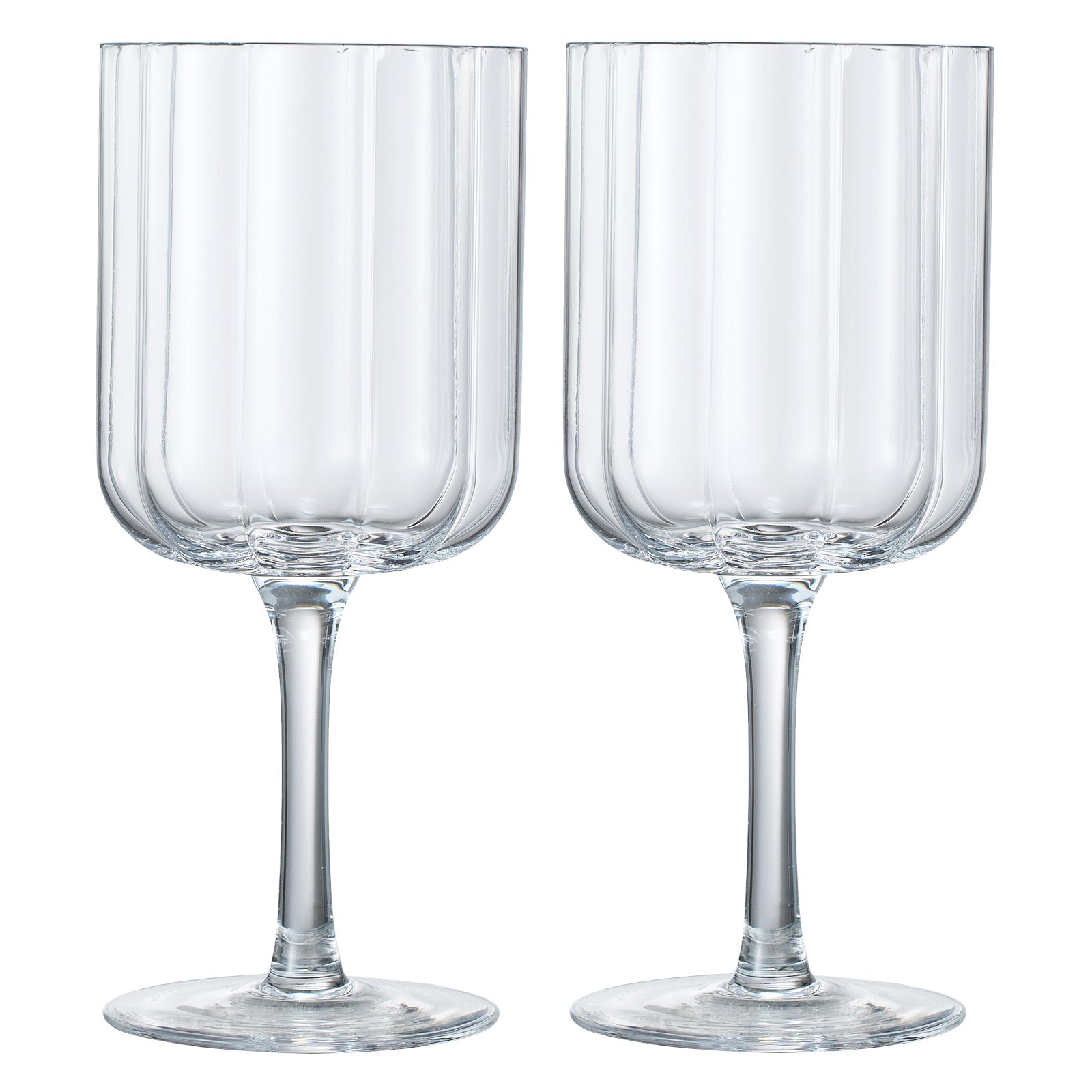 Flower Stemmed Wine Glassware, Clear, Set of 2