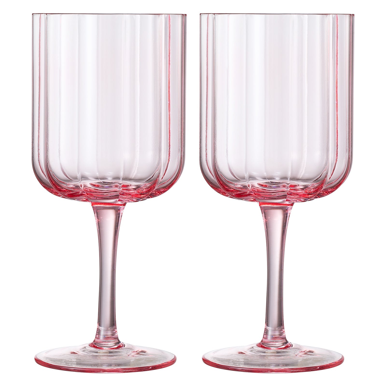 Flower Stemmed Wine Glassware, Pink, Set of 2