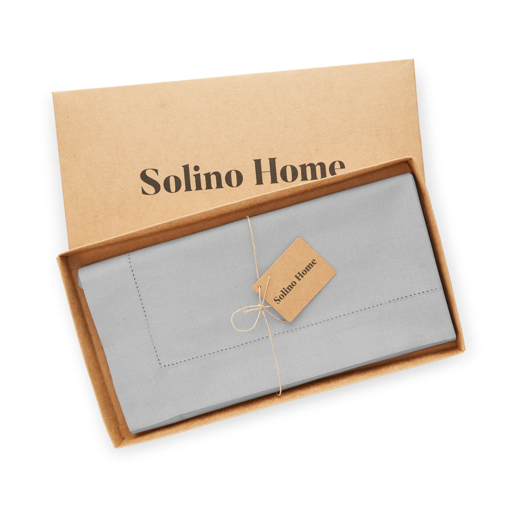 Cotton Linen Hemstitch Table Throw