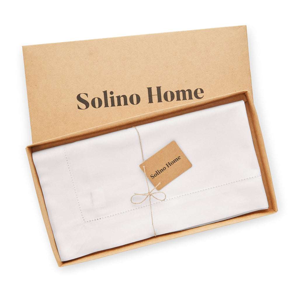 Cotton Linen Hemstitch Table Throw