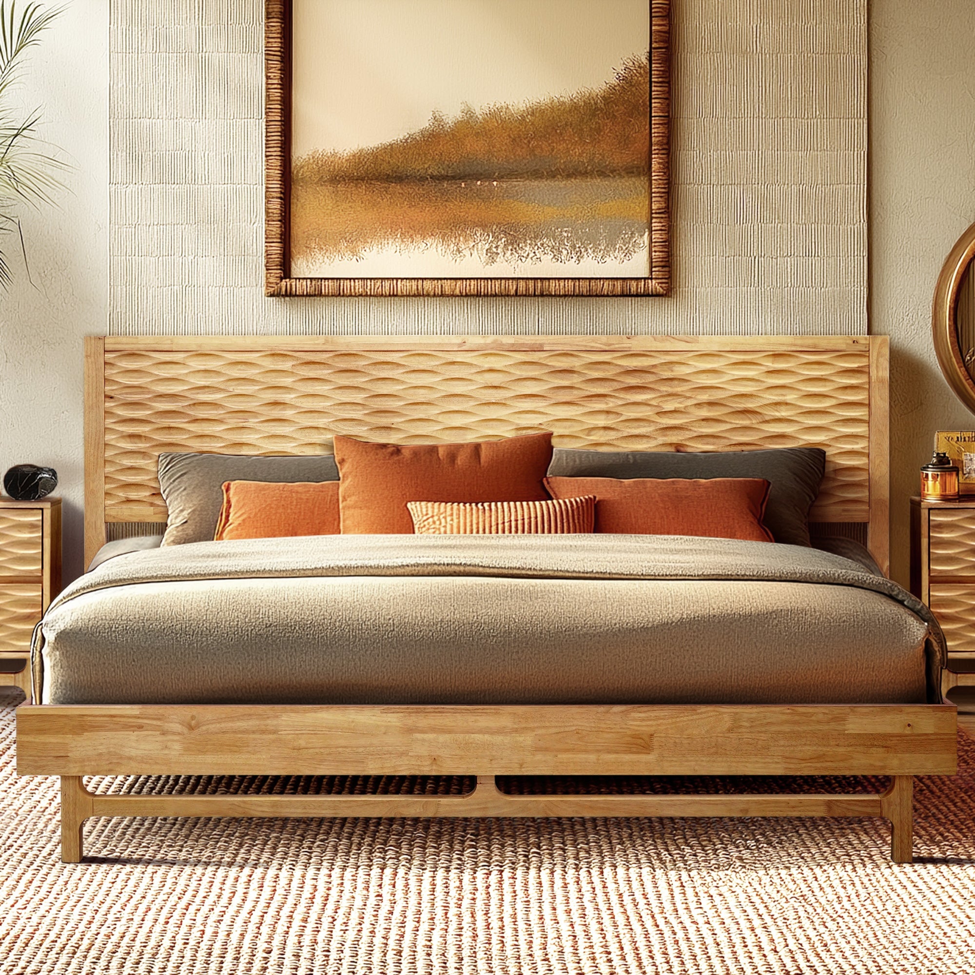 Acacia Elara Platform Bed Frame with Headboard