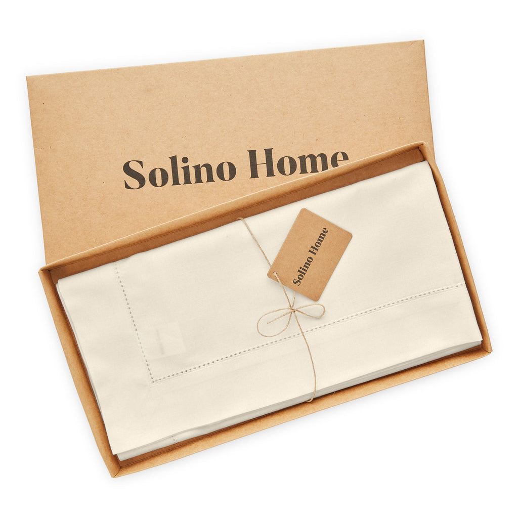 Cotton Linen Hemstitch Table Throw