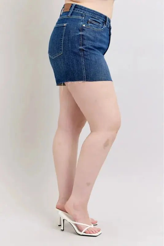 Judy Blue Jeans - Full Size High Waist Criss-Cross Waistband Denim Shorts
