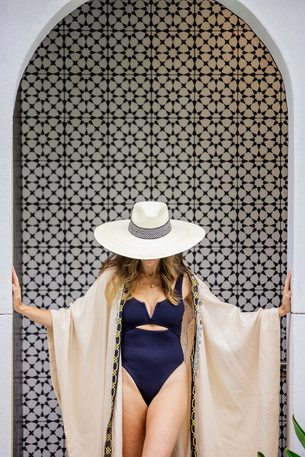 Western Wide Brim White Palm Leaf Straw Hat