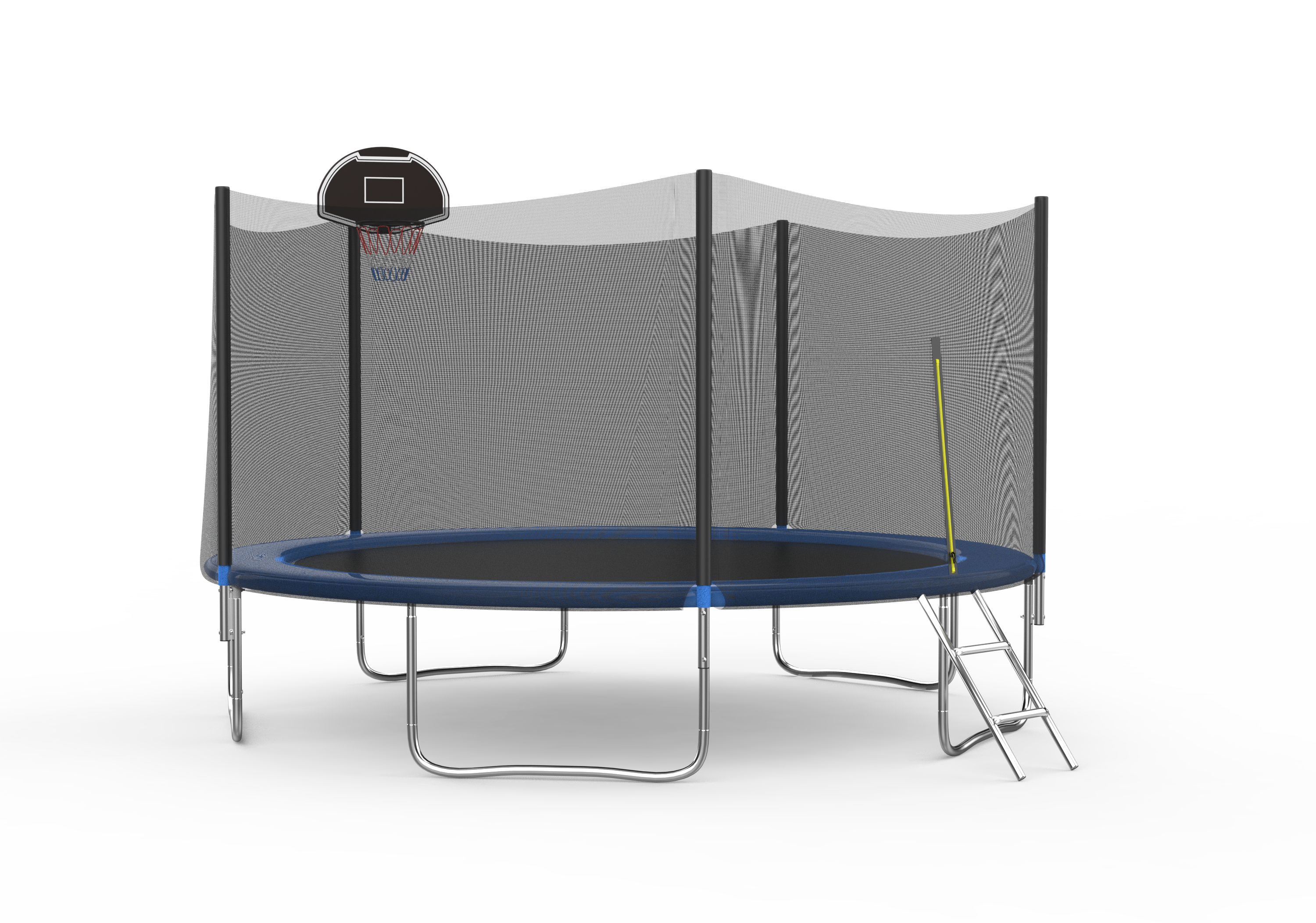 14 FT TRAMPOLINE OUTSIDE SAFETY NET WITH BASKETBALL HOOP