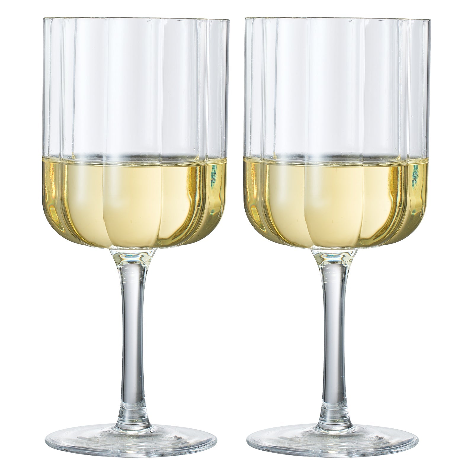 Flower Stemmed Wine Glassware, Clear, Set of 2