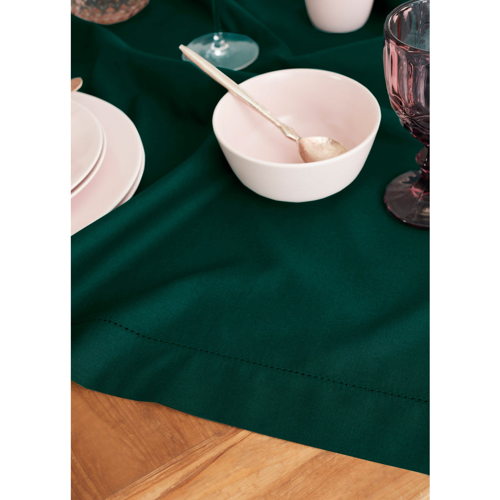 Cotton Linen Hemstitch Table Throw