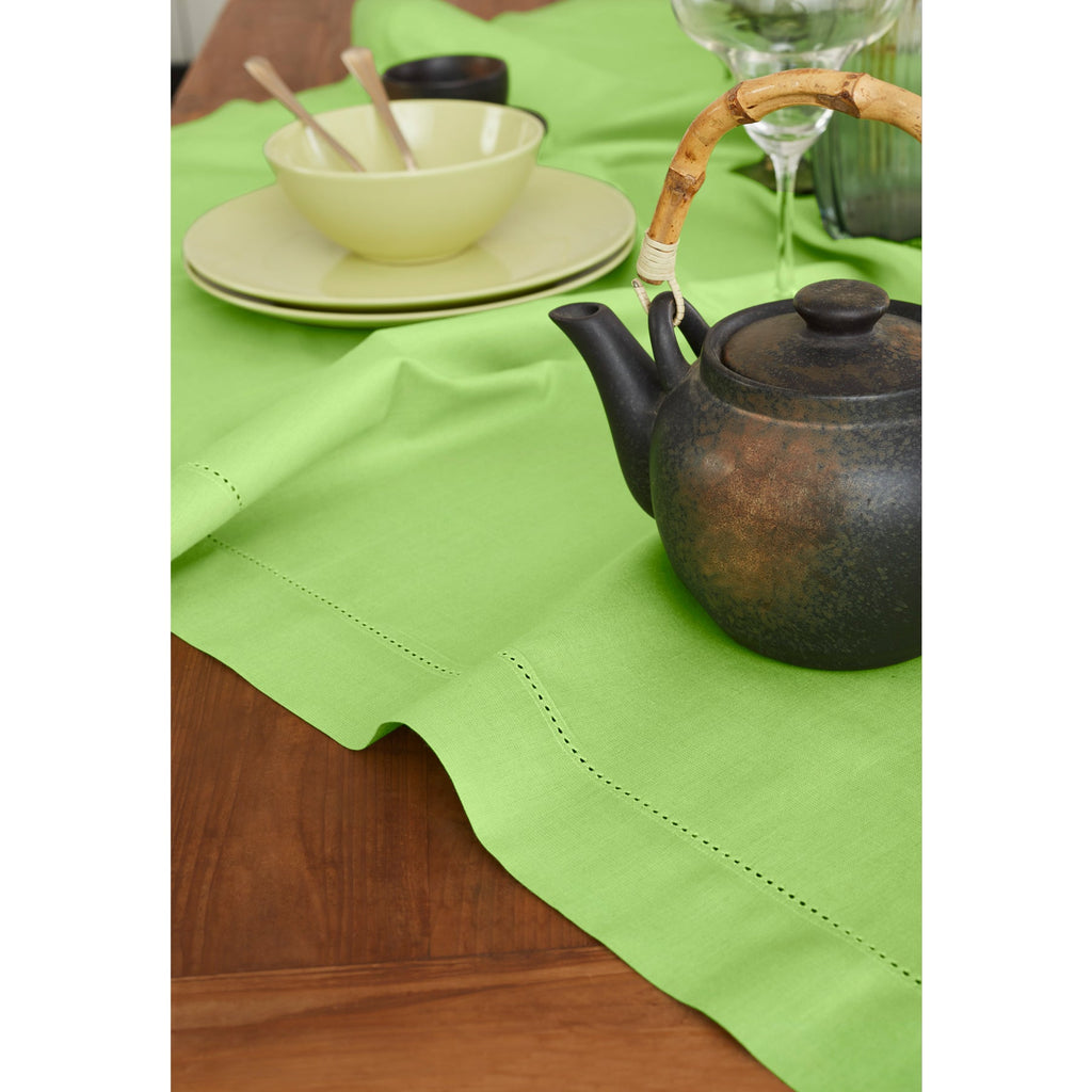 Cotton Linen Hemstitch Table Throw