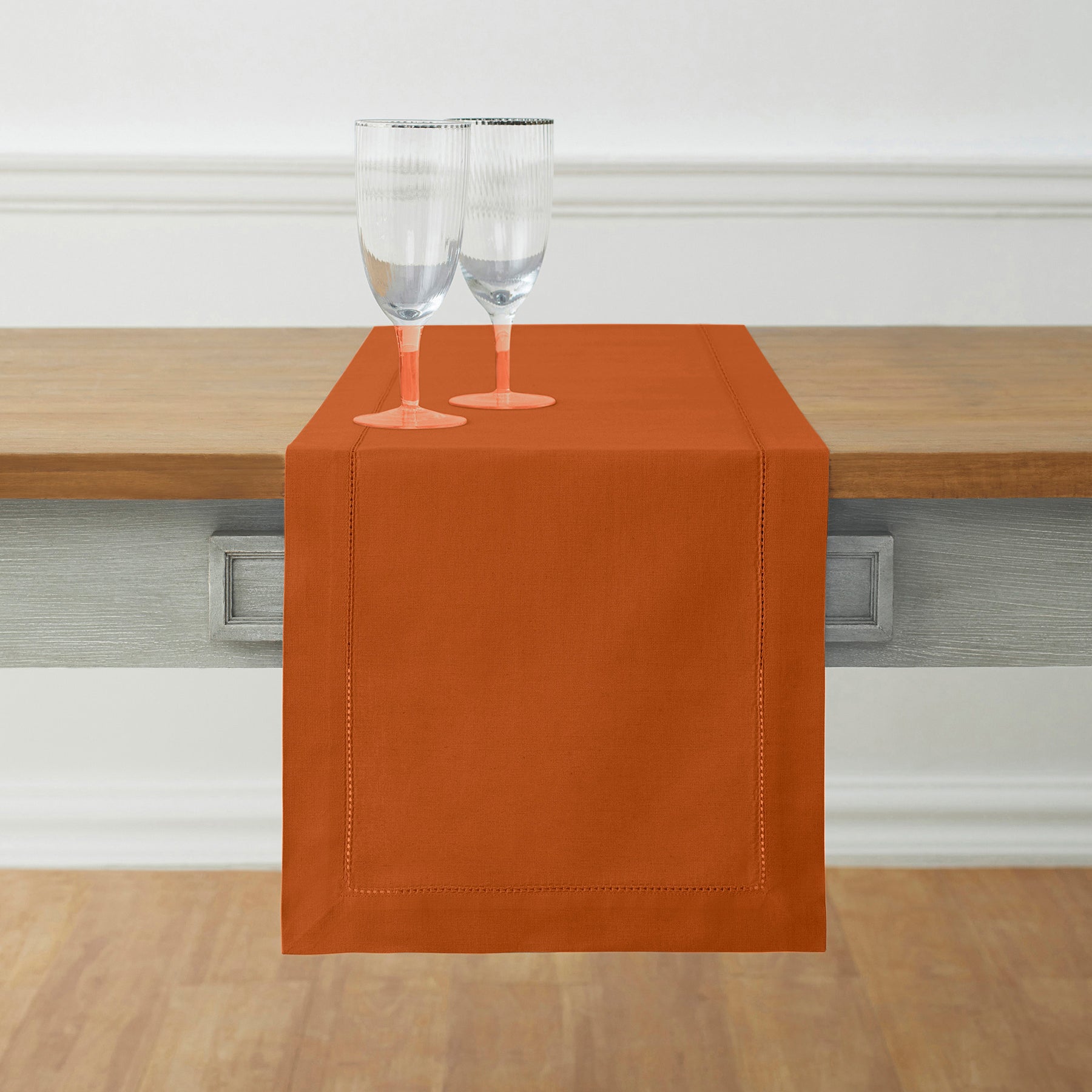 Cotton Linen Hemstitch Table Runner