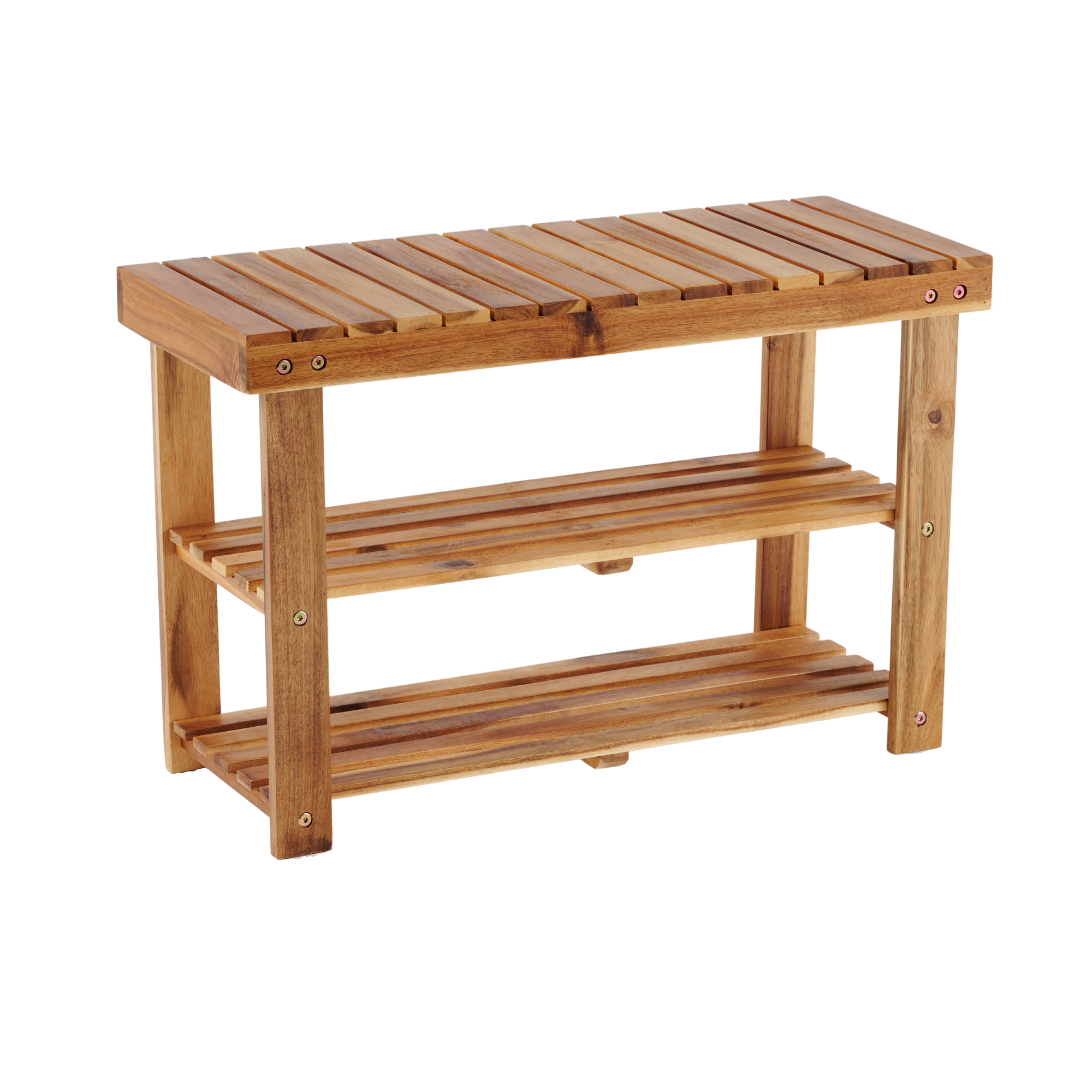 Acacia Wood Shoe Rack Bench Strong Weight Bearing Upto 200 LBS Best Ideas For Entryway Frontdoor Bathroom, Natural Color.