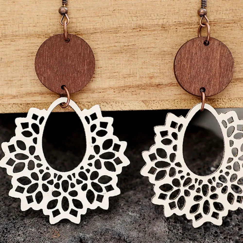 Boho Mandala Geometric Cutout Dangle Earrings
