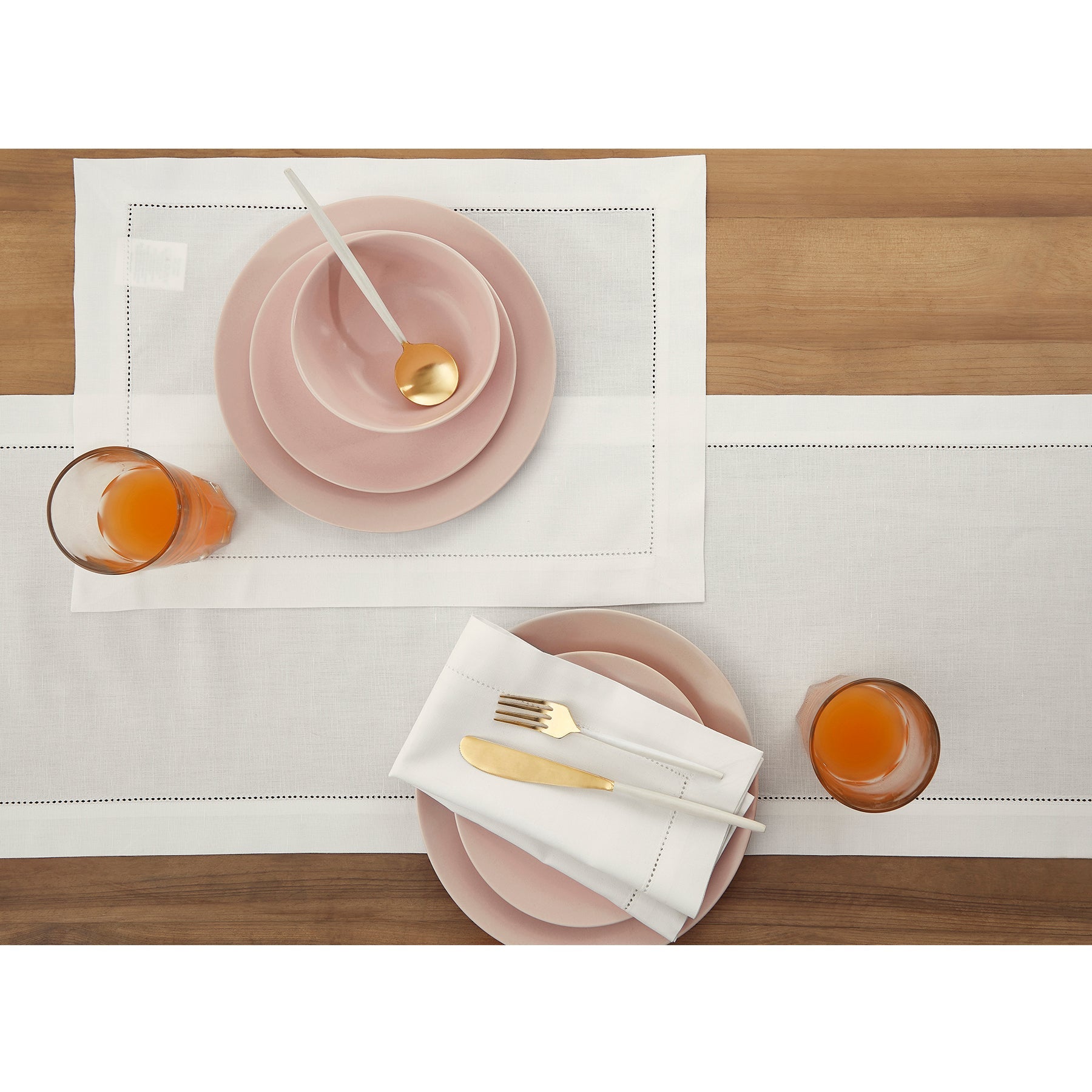Cotton Linen Hemstitch Table Runner