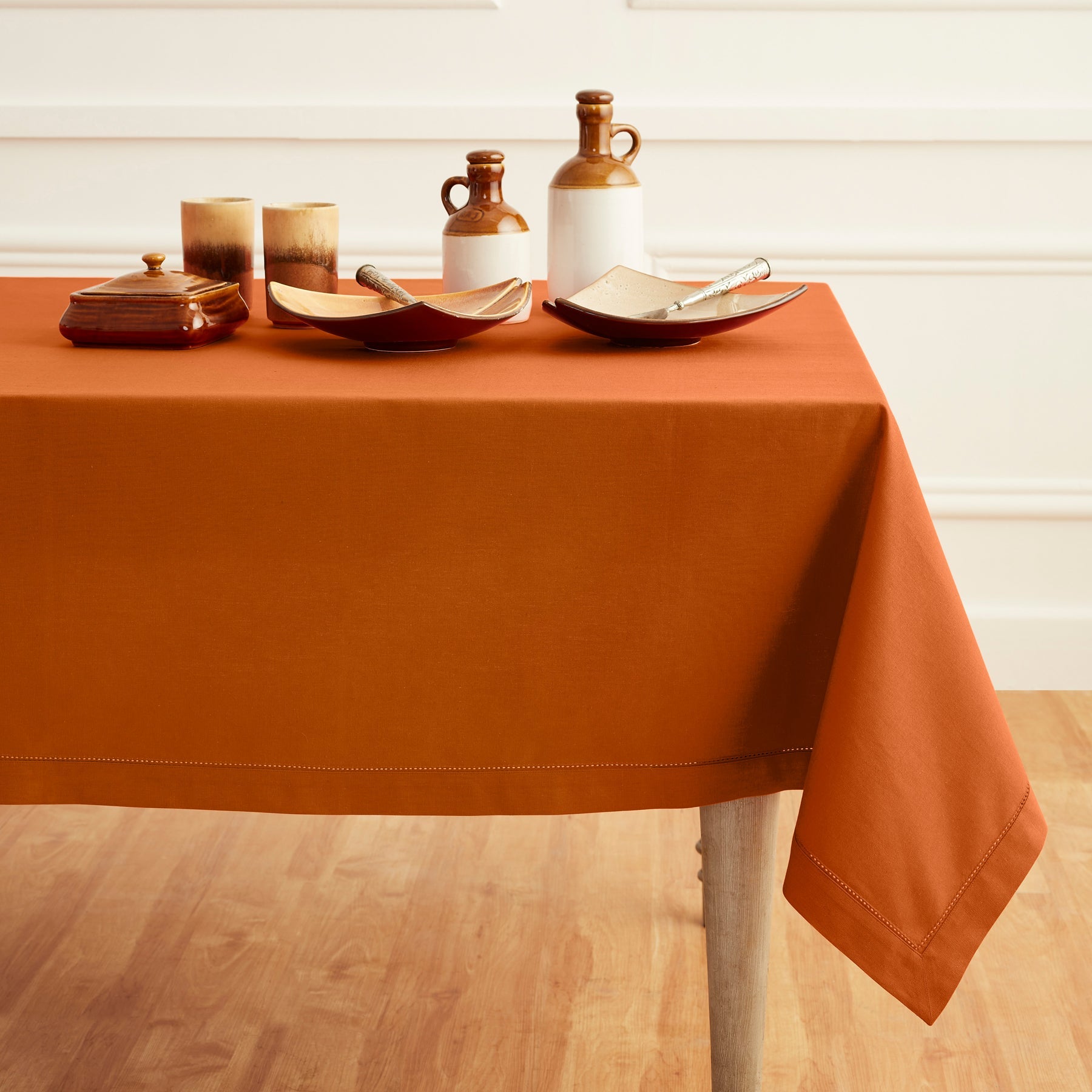 Cotton Linen Hemstitch Tablecloth