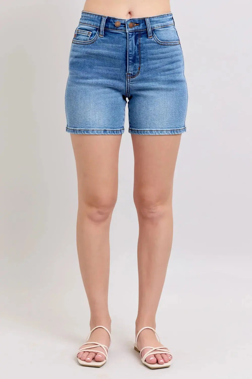Judy Blue Full Size/Plus Size 2 Button Denim Shorts with Pockets