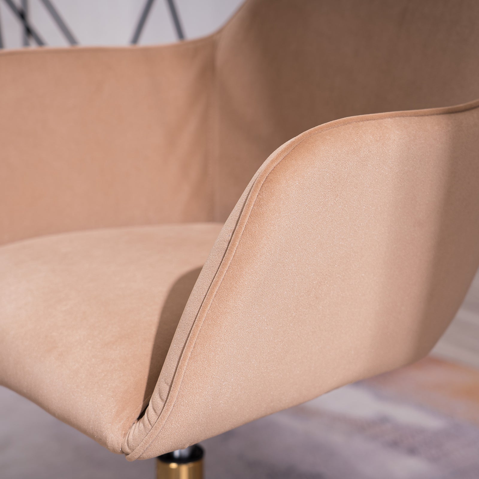 Modern Velvet Fabric Material Adjustable Height 360 revolving Home Office Chair Light Coffee Brown