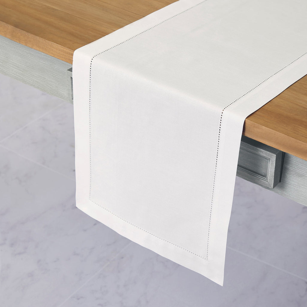 Cotton Linen Hemstitch Table Runner