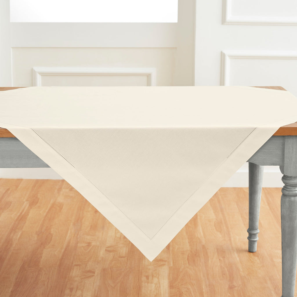 Cotton Linen Hemstitch Table Throw