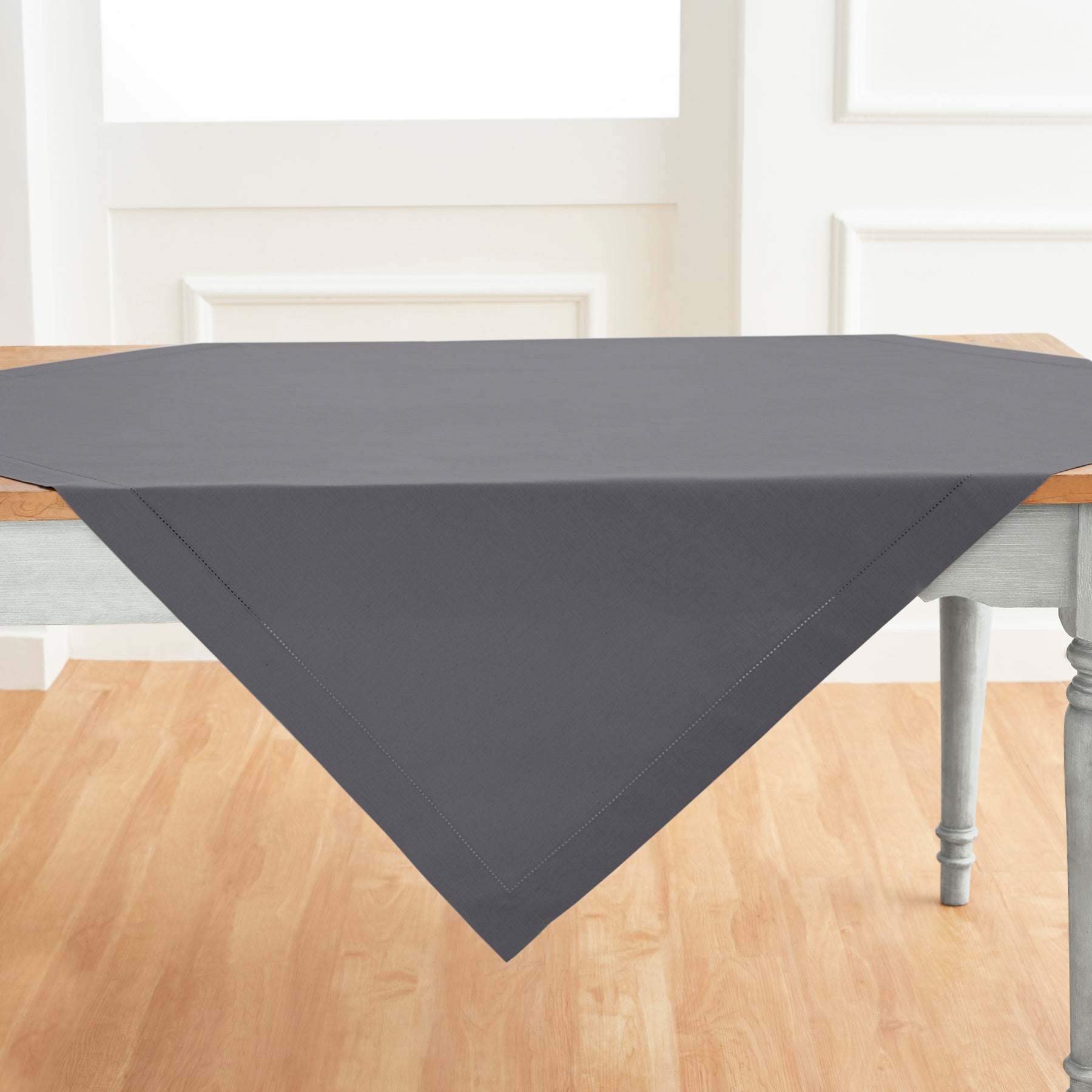 Cotton Linen Hemstitch Table Throw