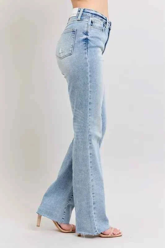 Judy Blue Plus Size Women's Jeans - Full Size Mid Rise Light Wash Dad Jeans