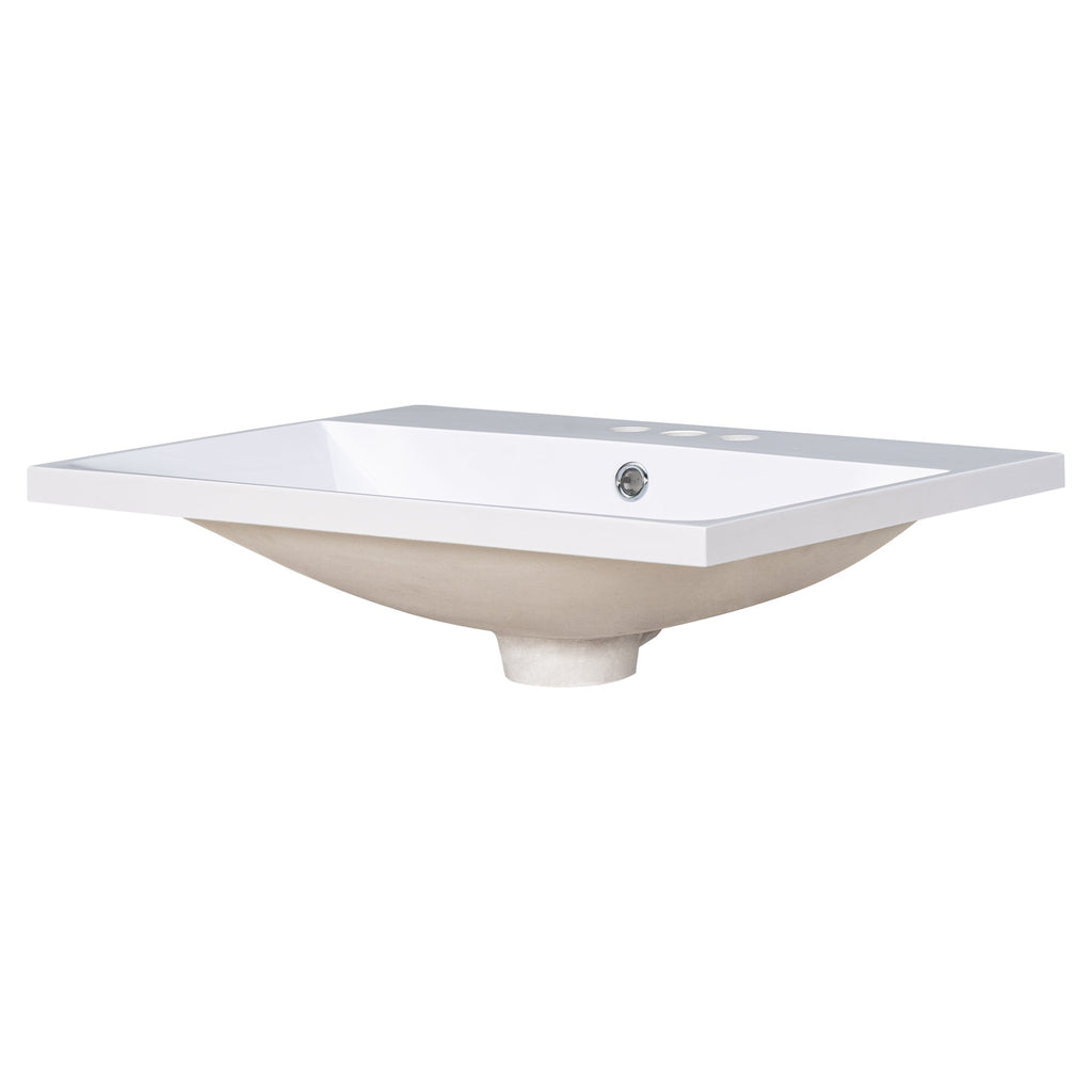 24" Bathroom Vanity Top Only White Basin 3-Faucet Holes  4" Faucet Available Ceramic