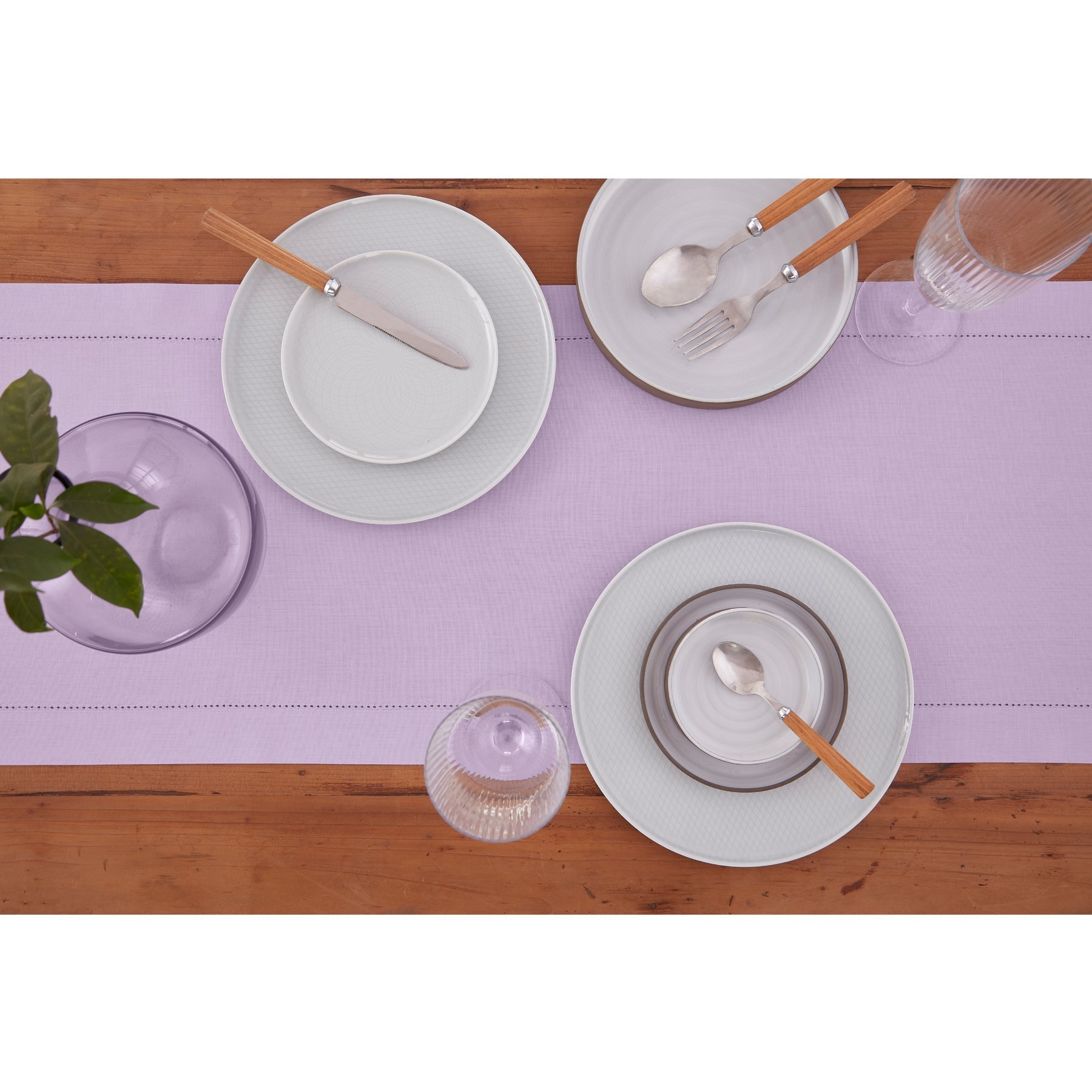 Cotton Linen Hemstitch Table Runner
