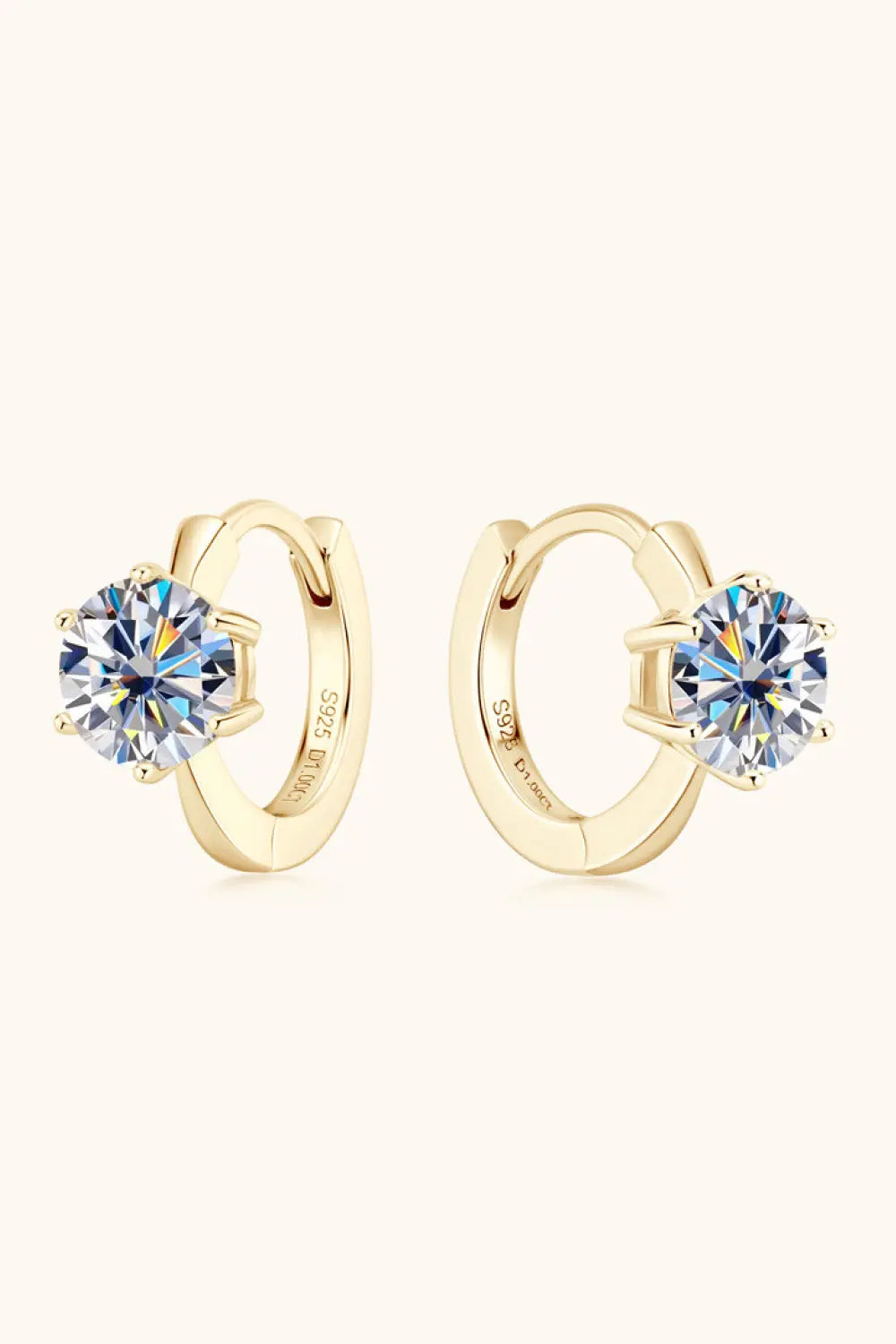 2 Carat Certified Moissanite Sterling Silver Huggie Earrings