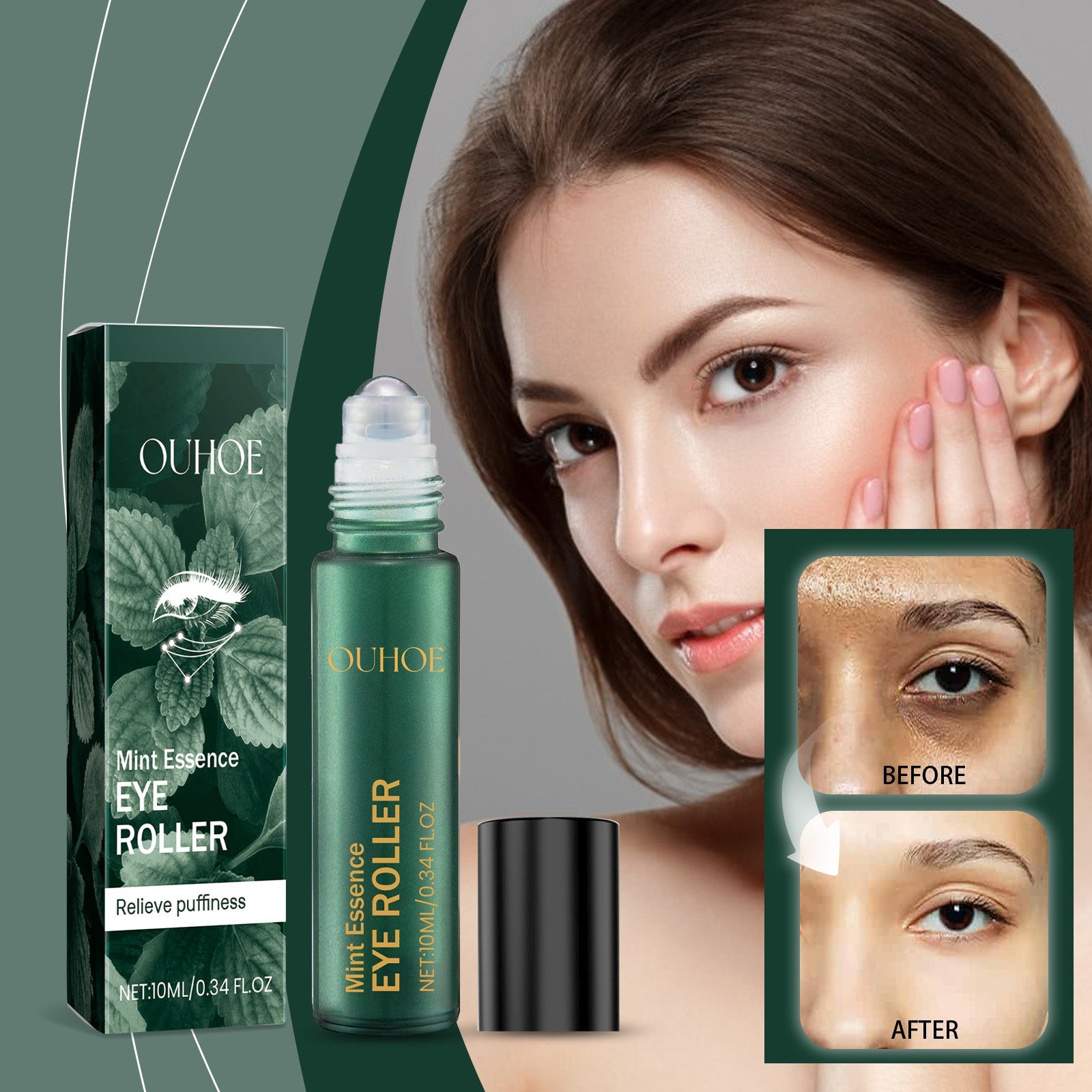 Mint Essence Eye Roller, Fade Fine Lines Crow's Feet Moisturizing Elastic Eye Anti-Wrinkle